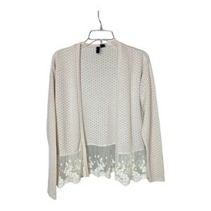 Love Always Women’s Cream Lace Open Cardigan SZ L